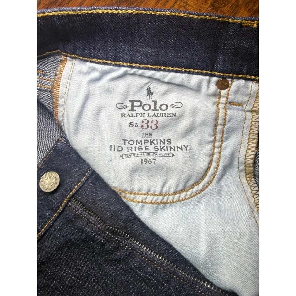 Polo Ralph Lauren Tompkins Mid Rise Skinny Jeans Mens 33 Dark Indigo Denim